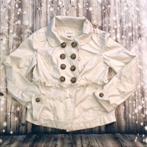 Caslon cream ruffled jacket size medium